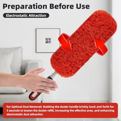 Reusable Microfiber Duster Refills Compatible with MR.SIGA & OXO Dusters – Washable Duster Replacement Heads for Scratch-Free Dust and Hair Cleaning (Included Microfiber Cleaning Cloth & Laundry Bag)
