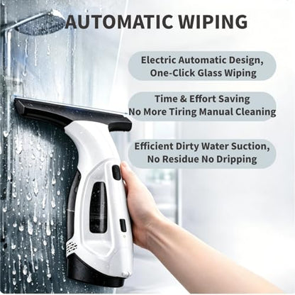 2200mAh Electric Window Cleaner Tool, Window Vacuum Squeegee Cordless, for Efficiently Spraying, Wiping and Vacuuming Windows, Mirrors, Shower Glass, Tiles (US Plug