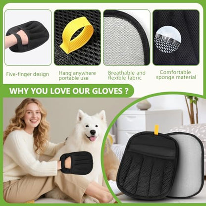 Electrostatic Pet Hair Remover Glove – Reusable Lint Roller Alternative for Furniture, Carpet & Clothes – Washable Dog & Cat Hair Brush with Strong Grip – No Sticky Refills Needed(1PCS)