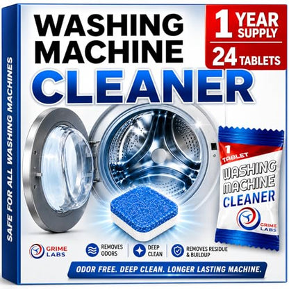 Washing Machine Cleaner Tablets - Penetrating Deep Clean Washer Cleaner Tablets For Front Loader And Top Load HE - Active Formula Tub Descaler Deodorizer - style: Washing Machine Cleaner