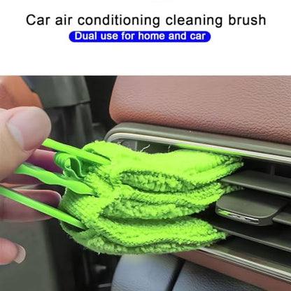3PCS Mini Duster for Car Air Vent, Automotive Air Conditioner Cleaner and Brush, Vehicle Blind Dust Cleaning Tool for Keyboard, Window, Shutter, Universal for SUV, Truck, RV（Green） - color: Green