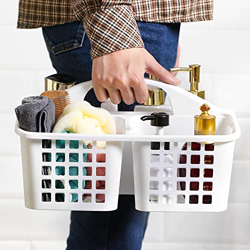Haundry 3 Compartments Plastic Shower Caddy Basket, Portable Divided Cleaning Supply Storage Organizer with Handle (White) - color: A Style-White