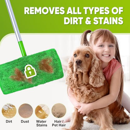 6-Pack Reusable Microfiber Mop Pads Compatible with Swiffer Sweeper, Dry & Wet Sweeping Cloths - Washable Wet Pads Refill for Multi-Surface/Hardwood Floor Cleaning - color: Green