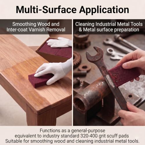 6"x9" Maroon Scuff Pads, 320-400 Grit Very Fine, 20 Pack | Aluminum oxide pads for auto paint prep & wood sanding. Set includes exactly 20 scuff pads, work gloves & Kraft storage box.