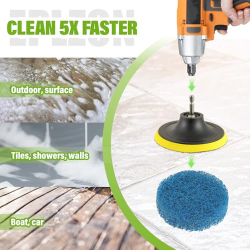 4 Inch Drill Brush Scrub Pads Cleaning Kit, 5X Faster Cleaning, Reusable Double Sided Scrub Pad for Bathroom Shower Tub Tile Grout Kitchen Toilet Hard Surfaces, 9 Pack(Mix Color) - color: Mix Color