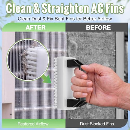 Dreyoo 4PCS AC Fin Comb Cleaner Kit, Air Conditioner Fin Comb, Air Coil Cleaning Brush & AC Straightener Coil Cleaner for HVAC, Evaporator, Refrigerator, Radiator Repair Tool - style: Brush