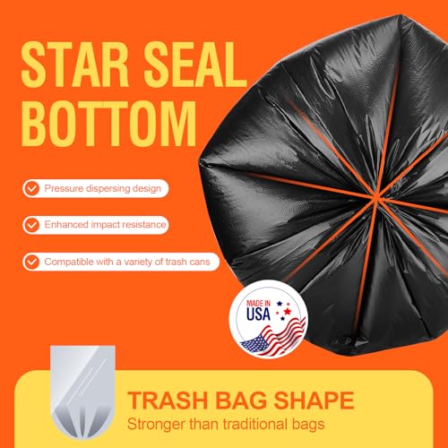 Delxo 30-33 Gallon Trash Bags, 250 Count – Medium Duty Garbage Bags, Thick, Durable & Puncture-Resistant Plastic Bolsas para basura, Perforated Design– Made in USA for Kitchen, Yard, Office (Black) - color: 33Gal-250Ct(Black)