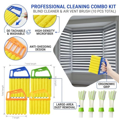 10 Pcs Blind Cleaner Duster Tool, 5 Washable 7-Fingers Dusters Cleaners and 5 Air Vent Cleaners for Venetian, Window Blinds Cleaning Set for Air Conditioner and Fans Vents