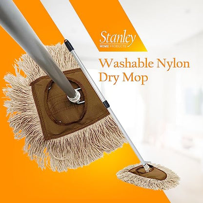 Stanley Home Products Washable Nylon Dry Mop - Removes Dust and Dirt from Surfaces and Hard to Reach Areas (Complete Mop) - size: Complete Mop