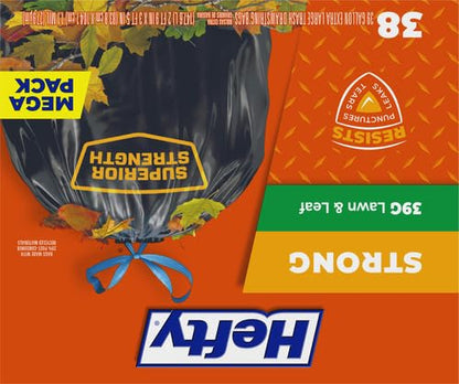 Hefty Strong Lawn & Leaf Trash Bags,39 Gallon,38 Count (Pack of 3) - style: 38 Count (Pack of 3)