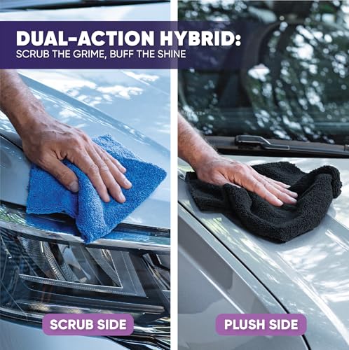Microfiber Wholesale Pronto Cloths, Dual-Sided Microfiber Cleaning Towels, Soft Plush & Scrub Cloths for Dusting, Scrubbing, Kitchen, Windows & Car Detailing, Absorbent Bulk 25-Pack Multicolor - color: Blue, Green, Pink, Yellow