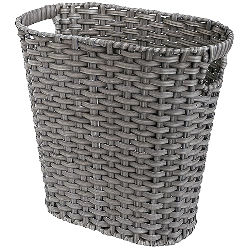 GRANNY SAYS Wicker Bathroom Trash Can, Wicker Waste Basket for Bathroom, Office Trash Can, Trash Bin for Bedroom, Wastebasket with Handles, 15 Liters/4 Gallons - color: Dark Gray, size: Rectangular - 13"L x 7½"W x 12¼"H