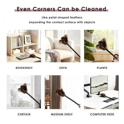 Feathers Dusters plumero para polvo mini Brown Washable Reusable Feathers ABS Mini Duster plumero de Plumas de Avestruz with Handle, for Household Sweeping Plumeros