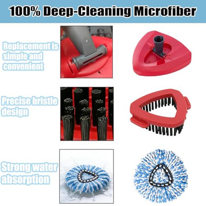 5PCS Spin Mop Replacement Heads,with Only Fit for RinseClean 2-Tank System,Machine Washable & Easy to Replace.Including 4 Spin mop Replacement Heads, 1 Base - size: 4+1PCS