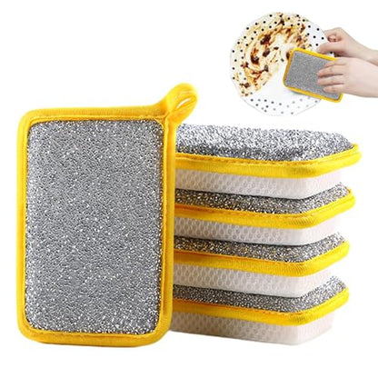 Reusable Washing Up Sponge,Multi-Purpose Absorbent Sponge,Dual-Sided Kitchen and Bathroom Cleaning Products,Bowl Dish Cleaning Pad Scrubber,Kitchen Dishwashing Cleaning Tool 5 Pcs - color: Yellow