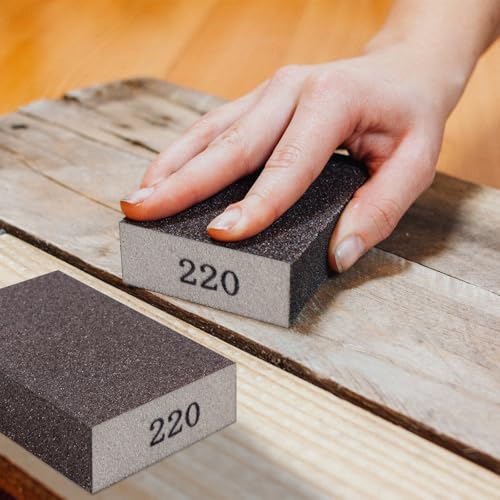 Romeda 8-Pack Sandpaper Block, 220 Grits Washable and Reusable Handmade Sanding Sponge, Drywall Sandpaper Blocks for Wooden Drywall Sheetrock and Metal Glazing - color: 220 Grits, size: 8-Pack