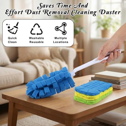 3PCS Reusable Duster Refills Washable Reusable 360° Electrostatic Microfiber Pads Fleece Duster Refill with 1Handle Fleece Duster-Refills Cleaning Pads for Home Furniture Fans Blinds Car Pet
