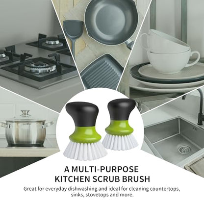 MR.SIGA Dish Scrub Brush, Palm Brush Dish Scrubber with Ergonomic Grip, Kitchen Brushes for Dishes, Green, Pack of 2 - color: Green