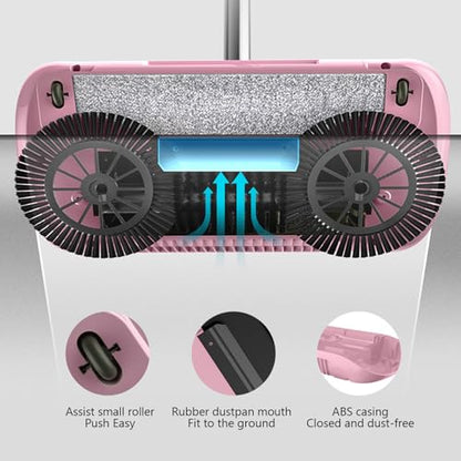 Hand Push Sweeper Manual Vacuum Sweeper 2 in 1 Hand Push 180 Degree Rotating Sweeping Mop Crumb Vacuum Cleaner Home Cleaning Tool for Sweeping Style2 - color: Style2
