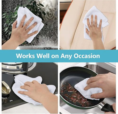 HOMEXCEL White Microfiber Cleaning Cloth 100 Pack, Microfiber Towel for Cars, Lint Free, Scratch-Free, Highly Absorbent, and Cleaning Rags for House, Window and Glass, Cars, TV Screen 11.5 X11.5 inch - color: White