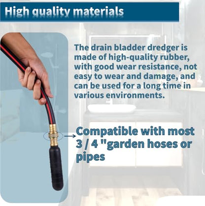 Drain Bladder Unclogger fits 1.5"to3" Pipes.& 3/4" Garden Hose Shut Off Valve,Drain Cleaning Bladder Unclogs Clogs in Kitchen Sinks, Bathtubs and Swimming Pool Pipes Through High-Pressure Water Flow - style: 1.5-3 inch
