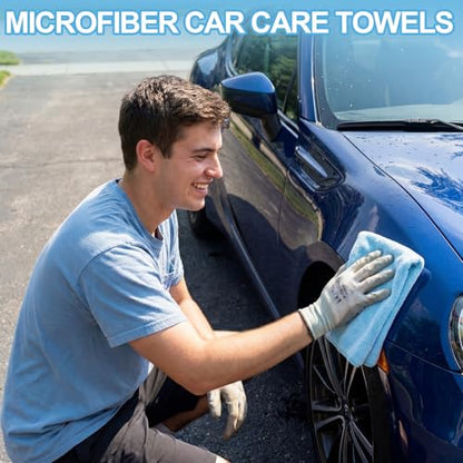 Nuenen Cleaning Cloths for Cars 16 x 16 Inch Ultra Absorbent Towels Drying Microfiber Reusable Cleaning Supplies House Kitchen Window Microfiber Towel(Light Blue,60 Pcs) - color: Light Blue