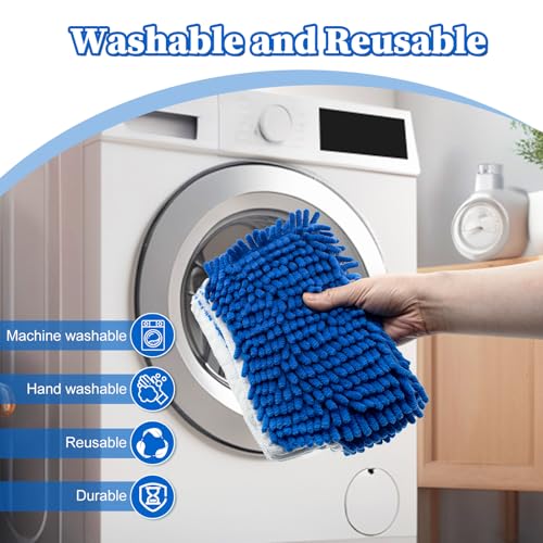3 Pack Mop Heads Replacements for Ocedar Dual-Action Flip Mop, Spin Mop Replace Heads with Microfiber&Chenille Mop Refills Double Sided for All Floor Dry/Wet Use,Machine Washable,Reusable Mop Pads - color: 3 Pack Blue Chenille Flip Mop Pads