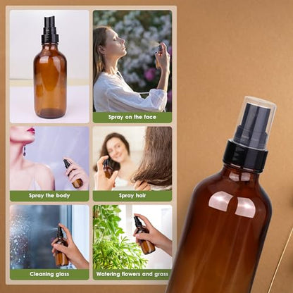 GIVAMEIHF 4oz Amber Glass Spray Bottles Mist Sprayer Set of 24,Empty Small Spray Bottle Fine Mist Spray Refillable Containers,Mini Travel Bottle Spray Bottle Make Perfect Oil,Perfume,Body Sprays - color: 4oz-24Pcs