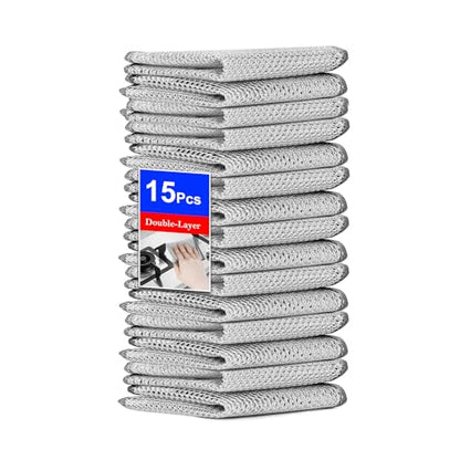 15PCS Multipurpose Wire Dishwashing Rag,Non Scratch Wire Dishcloth, Reusable Steel Wool Scrubber,Non-Scratch&Quick-Drying&Odor-Resistant Multi-Purpose for Kitchen,Bathroom Cleaning (15)