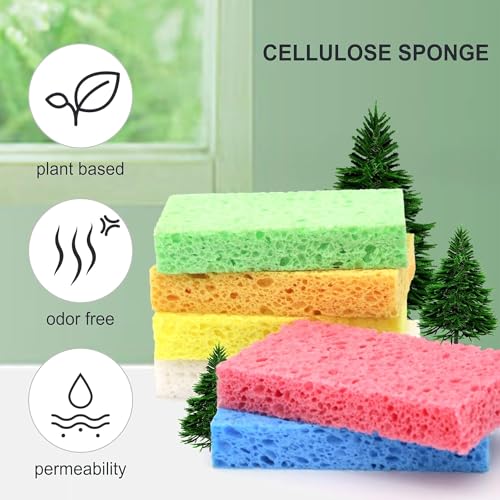 ARCLIBER Cellulose Sponges, Heavy Duty Scrub Kitchen Sponge, Clean Tough Messes Without Scratching, Pop Up Eco Sponges DIY Green (6 Pack), TBWS-10006-Gr - color: Green, size: 6 Count (Pack of 1)