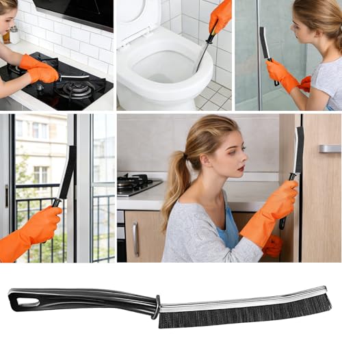Crevice Cleaning Brush 4 Set-Narrow Gap Cleaning Brushes for Window, Bathroom, Kitchen, and Small Room, Hard-to-Reach Areas (Black) - color: Black