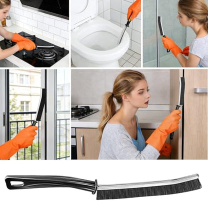Crevice Cleaning Brush 4 Set-Narrow Gap Cleaning Brushes for Window, Bathroom, Kitchen, and Small Room, Hard-to-Reach Areas (Black) - color: Black