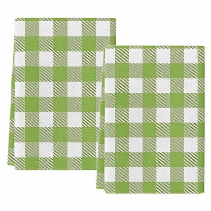Farmhouse Buffalo Plaid Green Kitchen Towel Set of 2, Absorbent Microfiber Hand Towels for Kitchen Bathroom Bar Decorative Check Country Ultra Soft Resuable Cleaning Cloths Washable Fast Drying - size: 2PCS-18" x 28"