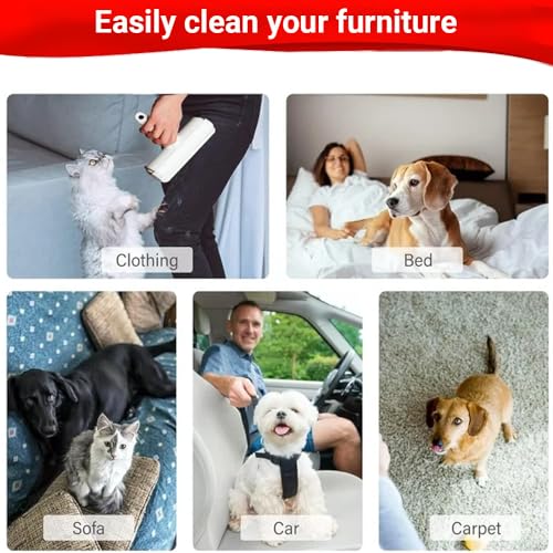 Self-Cleaning Pet Hair Remover Roller for Furniture, Reusable Lint Roller and Dog/Cat, Carpet, Clothing - Portable Multi Surface Fur Removal