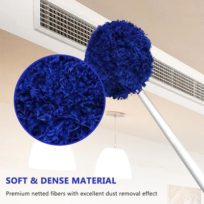 Ceiling Fan Cleaner Duster Reusable Microfiber Ceiling Fan Blade Cleaner Removable Duster with Extension Pole Adjusts 13 to 49.7 Inch for Cleaning Walls Furniture Door Window Top (Dark Blue) - color: Dark Blue