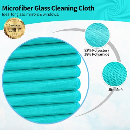 Microfiber Cleaning Cloth - 10 Pack Glasses Cleaning Cloth, 16" x 14" Window Cleaning Rags, Streak Free Lint Free Polishing Cloths Wipes for Eye Glass, Stainless Steel, Windshield, Turquoise - color: Turquoise, size: 16" x 14"