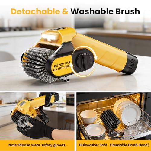 5000mAh 350 Mins Runtime Electric Rotary Grill Brush G2, 800RPM Powerful Outdoor Automatic Grill Cleaning Brush, 304 Stainless Steel No Bristle Shedding Cordless BBQ Cleaner