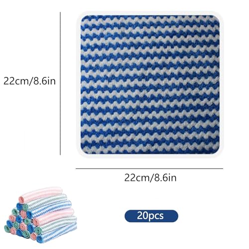 Generic 20 Pack Kitchen Dish Cloths, 2024 New Ultra Soft and Absorbent Dish Towels, Reusable Fast Drying Microfiber Cleaning Cloth, 8.6 x 8.6 inches, Multicolor, Small