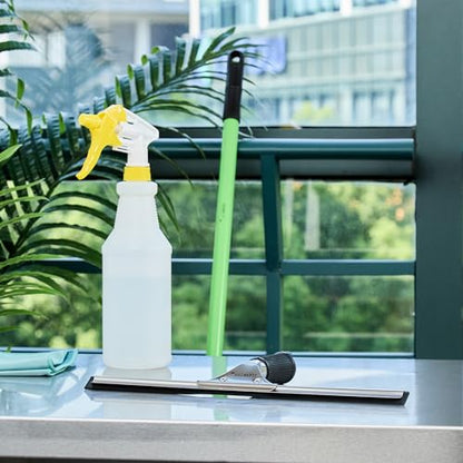 Restaurantware-Clean Tek Professional 13.78 Inch Window Squeegee, 1 Cleaning Squeegee with Rubber Blade - No-Slip Handle, Clean Mirror Or Car Windshield, Stainless Steel Wiper for Glass Door - size: 13 3/4", style: Stainless Steel, with Black Rubber Grip