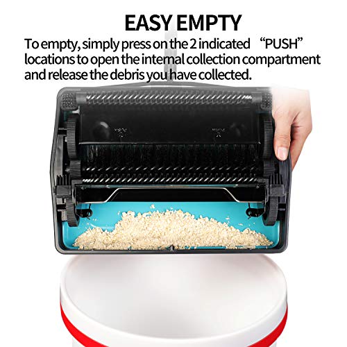 Yocada Carpet Sweeper Cleaner for Home Office Low&Undercoat Carpets Rugs Pet Hair Dust Scraps Paper Small Rubbish Cleaning with a Brush Blue