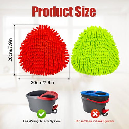 6 Pack Chenille Mop Heads Replacement for Ocedar EasyWring Spin Mop, Microfiber Spin Mop Replacement Head, Washable & Easy to Replace, Deep Cleaning for Hard Floors - color: 3red+3green