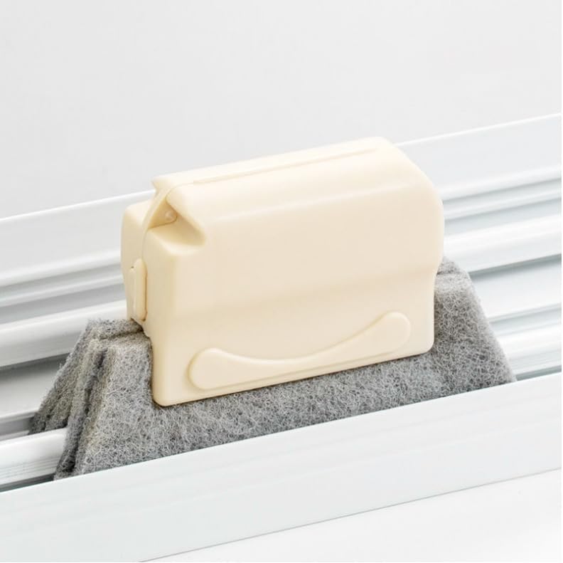 Window Groove Cleaning Brush, Hand-held Window Track Cleaner Brushes Tools Set, Sliding Door Track Cleaner, Sill, Tile Lines, Shutter, Car Vents, Keyboard, Small Spaces Clean, Beige