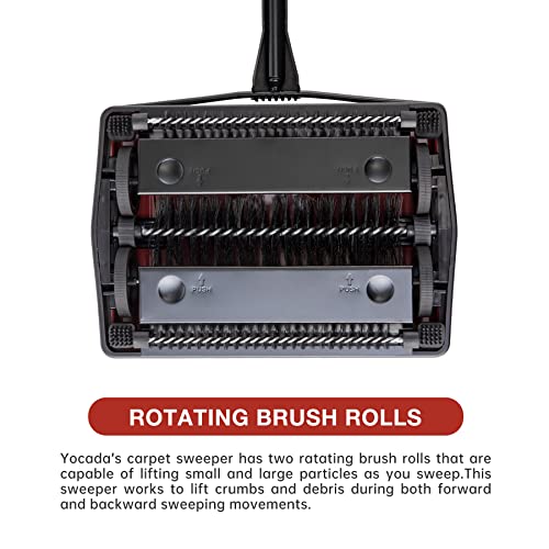 Yocada Carpet Sweeper Cleaner for Home Office Low Carpets Rugs Undercoat Carpets Pet Hair Dust Scraps Paper Small Rubbish Cleaning with a Brush Dark Red - color: Dark Red
