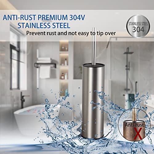 Toilet Brush and Holder,Stainless Steel Toilet Brushes for Bathroom with Holder 2pack Brushed Nickel - color: Brushed Nickel