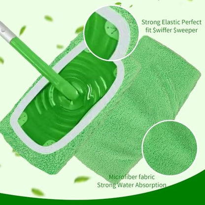 2-in-1 Mop Head Replacement Rag Towel Reusable Microfiber Household Wet and Dry Cleaning Cloths Shoe Cover Rags,22x9cm (Green,1pcs) - color: Green,1pcs