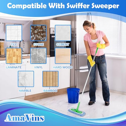 AmaVins 5 Pack Reusable Microfiber Mop Pads Compatible with Swiffer Sweeper Mop, Wet and Dry Flat mop Cover, Washable Swiffer Pads for Surface/Hardwood Floor Cleaning (Mop is Not Included) - color: Azure 5 Pack