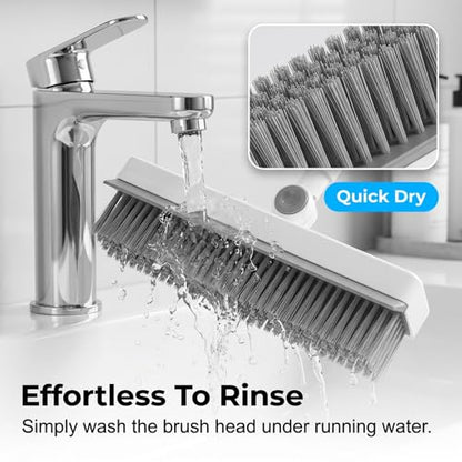 Floor Scrub Brush, Grout Cleaner with Long Handle, V-Shaped Grout Cleaner for Deep Cleaning, Deck Crevice Scrubbing Tool, Adjustable Handle, Multi-Surface Cleaning Brush (White) - color: White