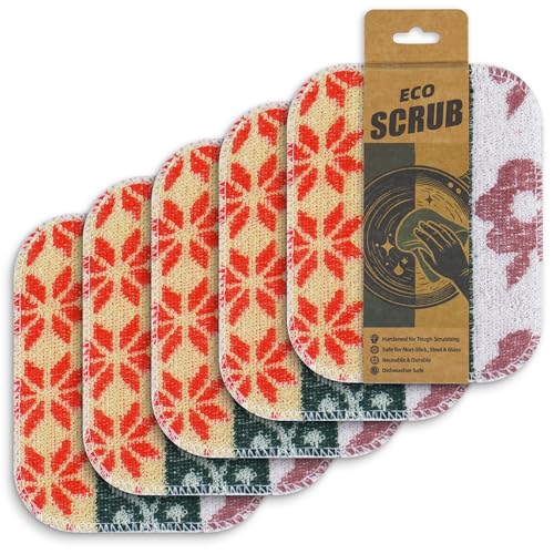 Amarelle Scrub,Eco-Friendly Reusable Dish Scrubbers for Washing Dishes,Soft Safe and Non-Scratch Scrubber, Durable Scouring Pad for Kitchen and Household Cleaning (Berry Forest, 5-Pack) - color: Berry Forest, size: 5-pack