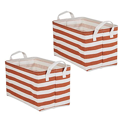 DII Laundry Storage Collection, PE Coated Collapsible Bin with Handles, Cinnamon Stripe, Large Set, 10.5x17.5x10" - color: Cinnamon Stripe, size: Large Set, 10.5x17.5x10"