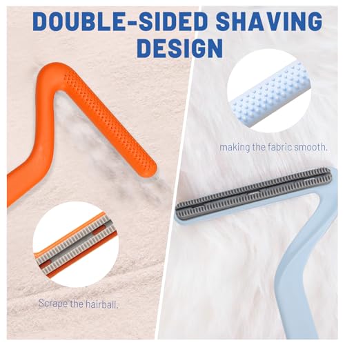 LELE LIFE 3pcs Pet Hair Removal Tool, Double-Sided Carpet Scraper Pet Hair Remover Carpet Rake, Cat Dog Hair Remover for Couch Rug Furniture Car